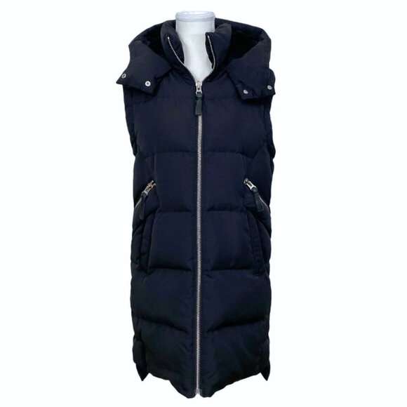 DEREK LAM 10 CROSBY 2 IN 1 BLACK PUFFER FUR HOOD FULL ZIP WINTER COAT & VEST - Picture 6 of 15